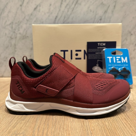 NWT Tiem Slipstream Maroon Cycle Shoes with Clips - Picture 5 of 13